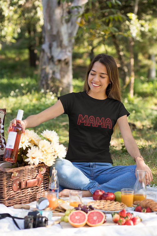 Heart Print Mama Slogan T-Shirt