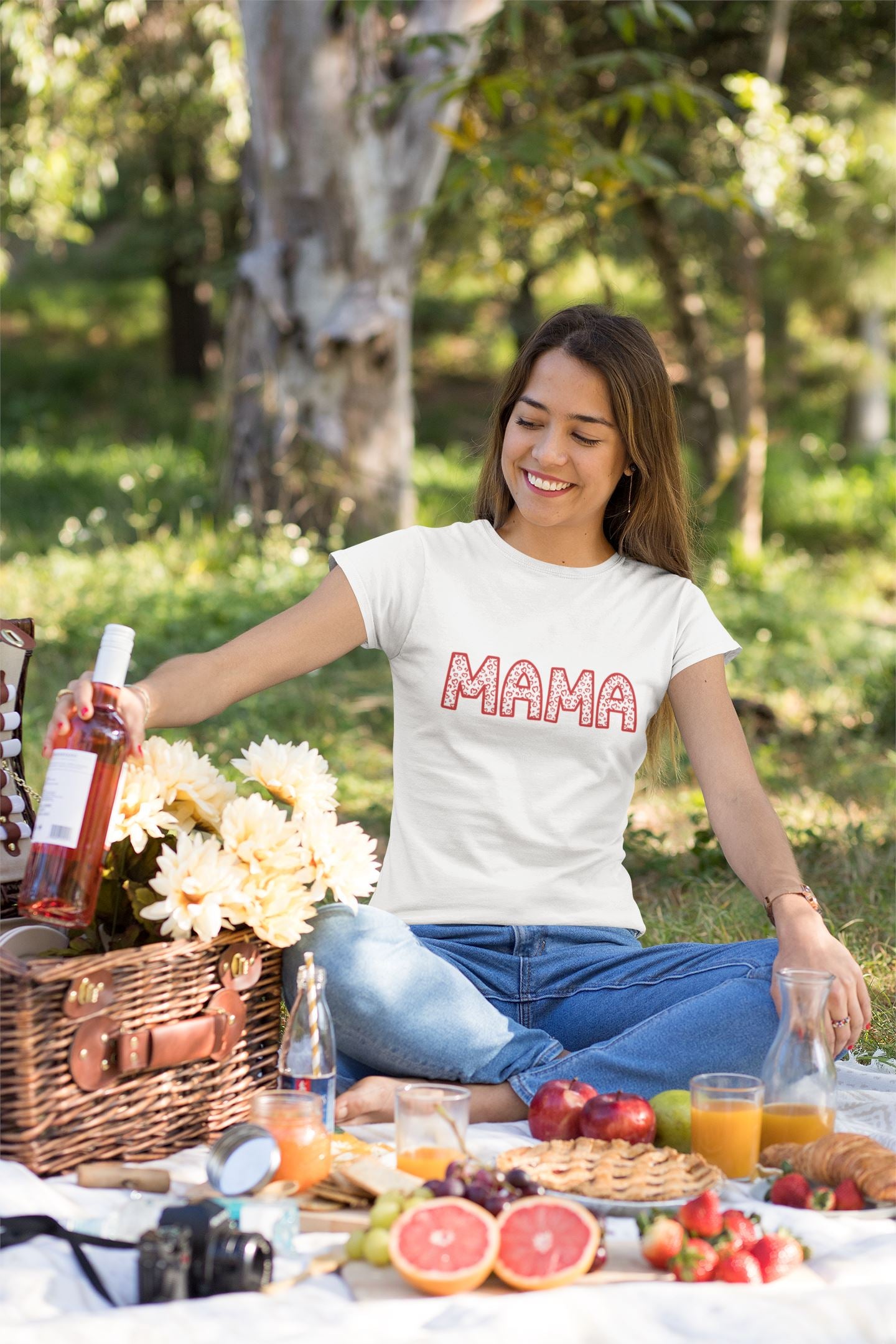 Heart Print Mama Slogan T-Shirt