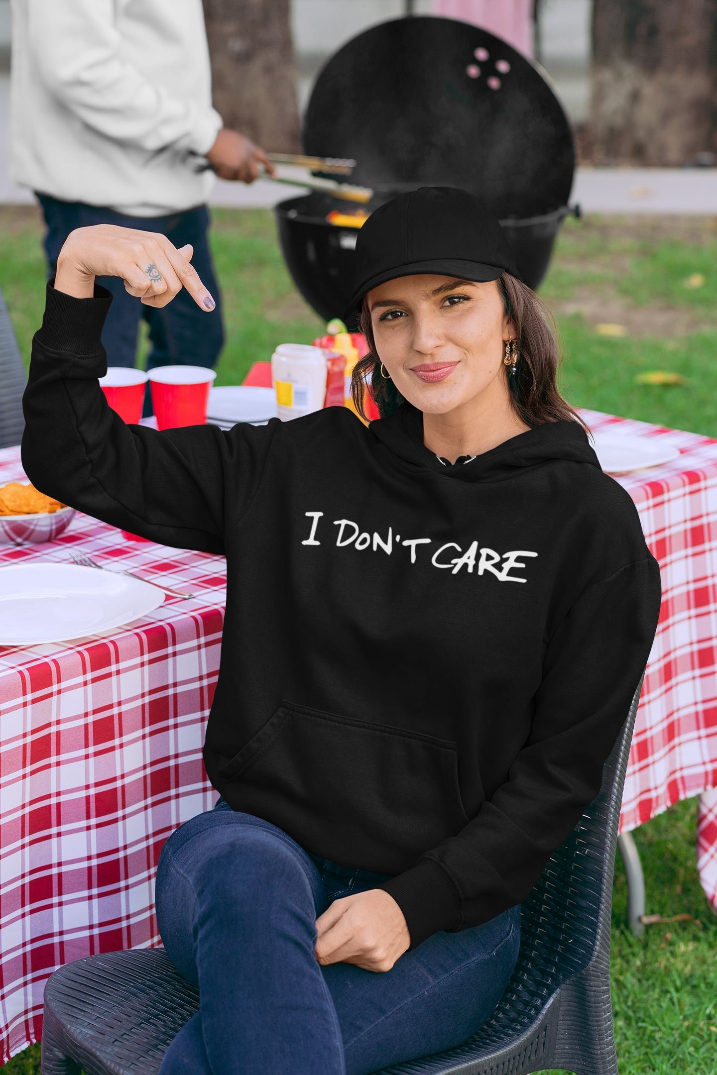 I don't care Slogan Hoodie