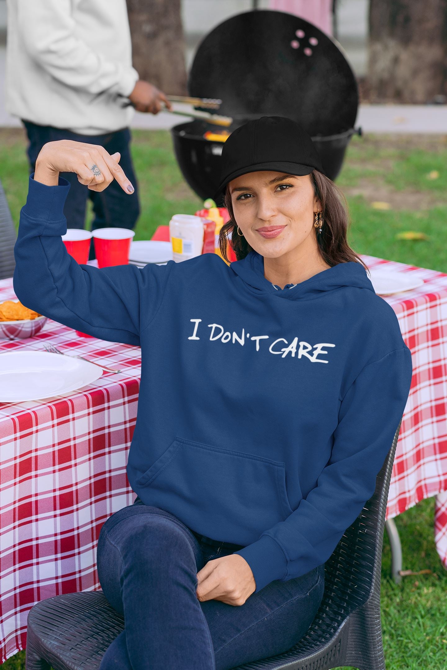 I don't care Slogan Hoodie