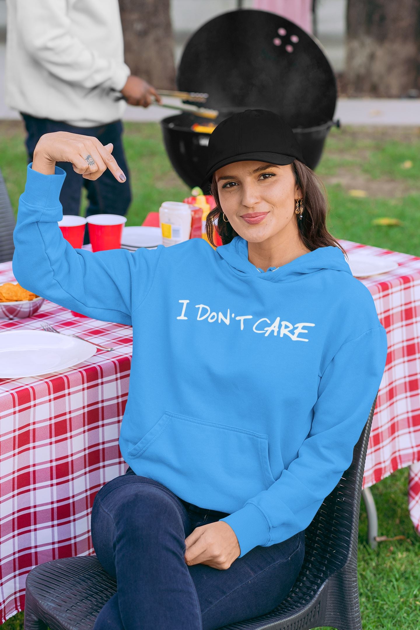 I don't care Slogan Hoodie