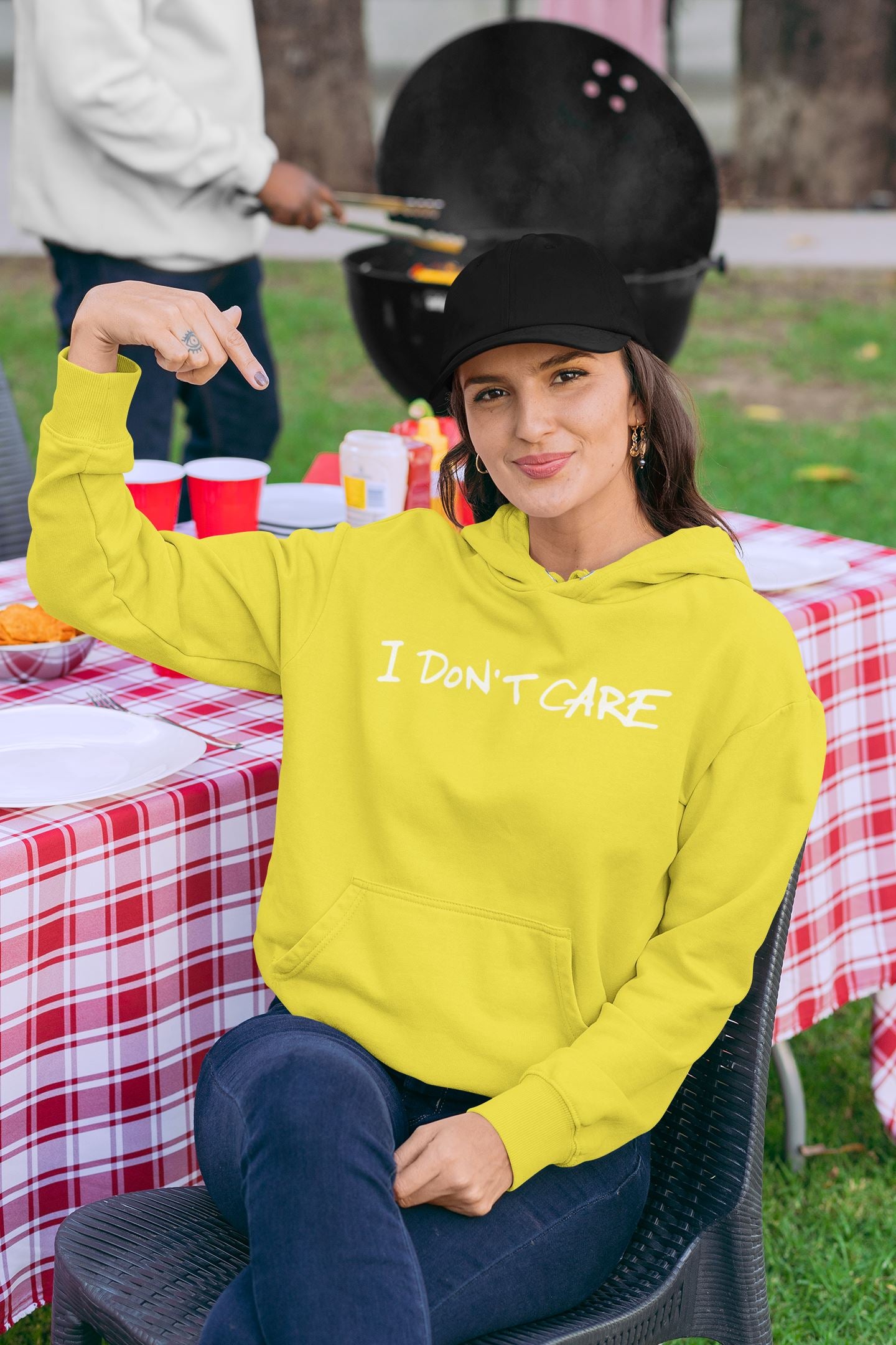 I don't care Slogan Hoodie