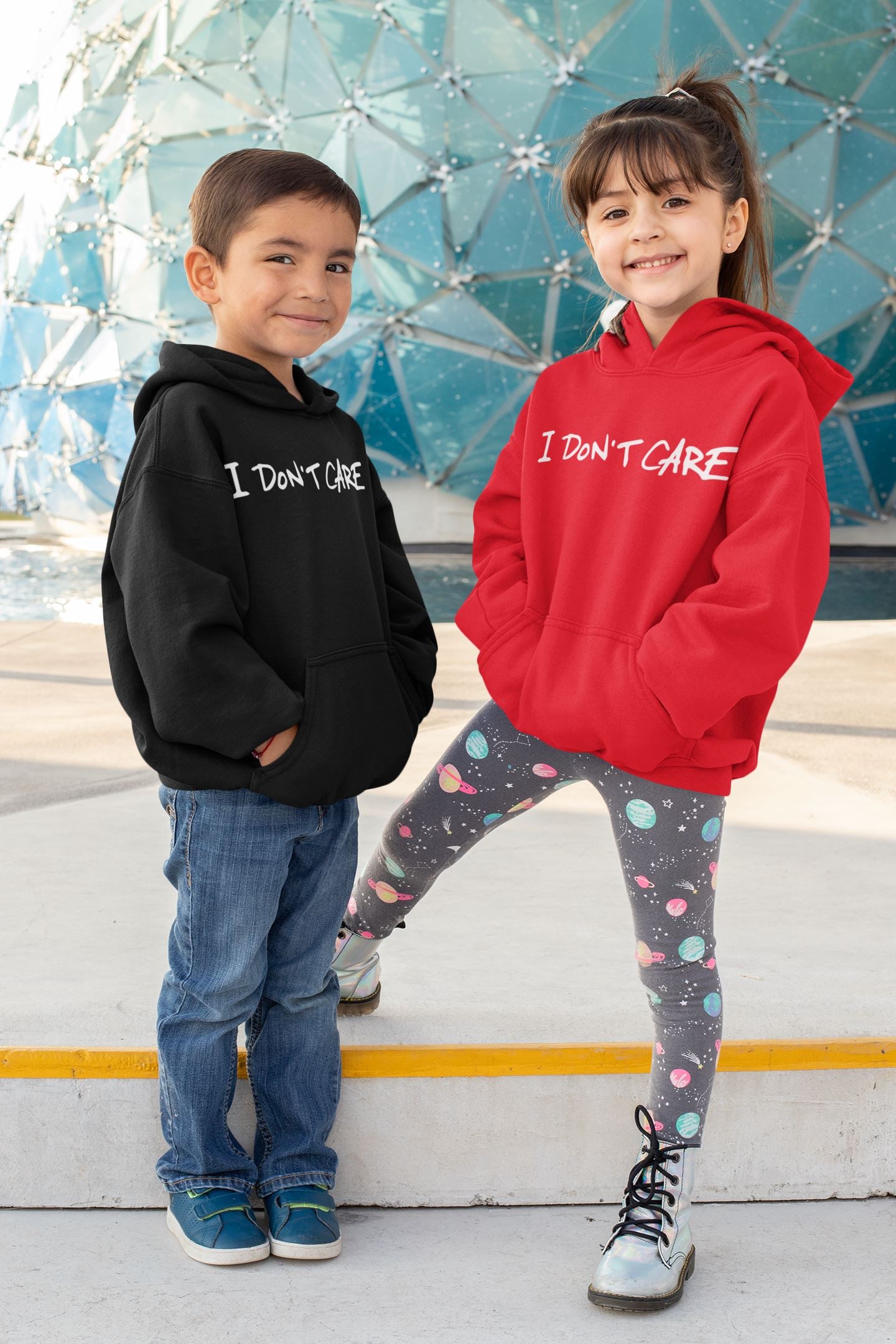 I don't care Slogan Kids Hoodie