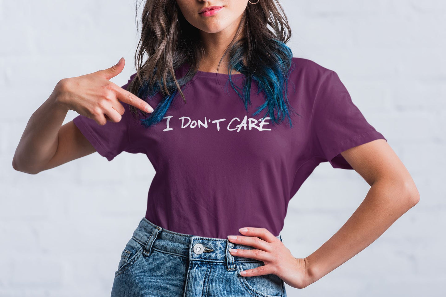 I don't care Slogan T-shirt