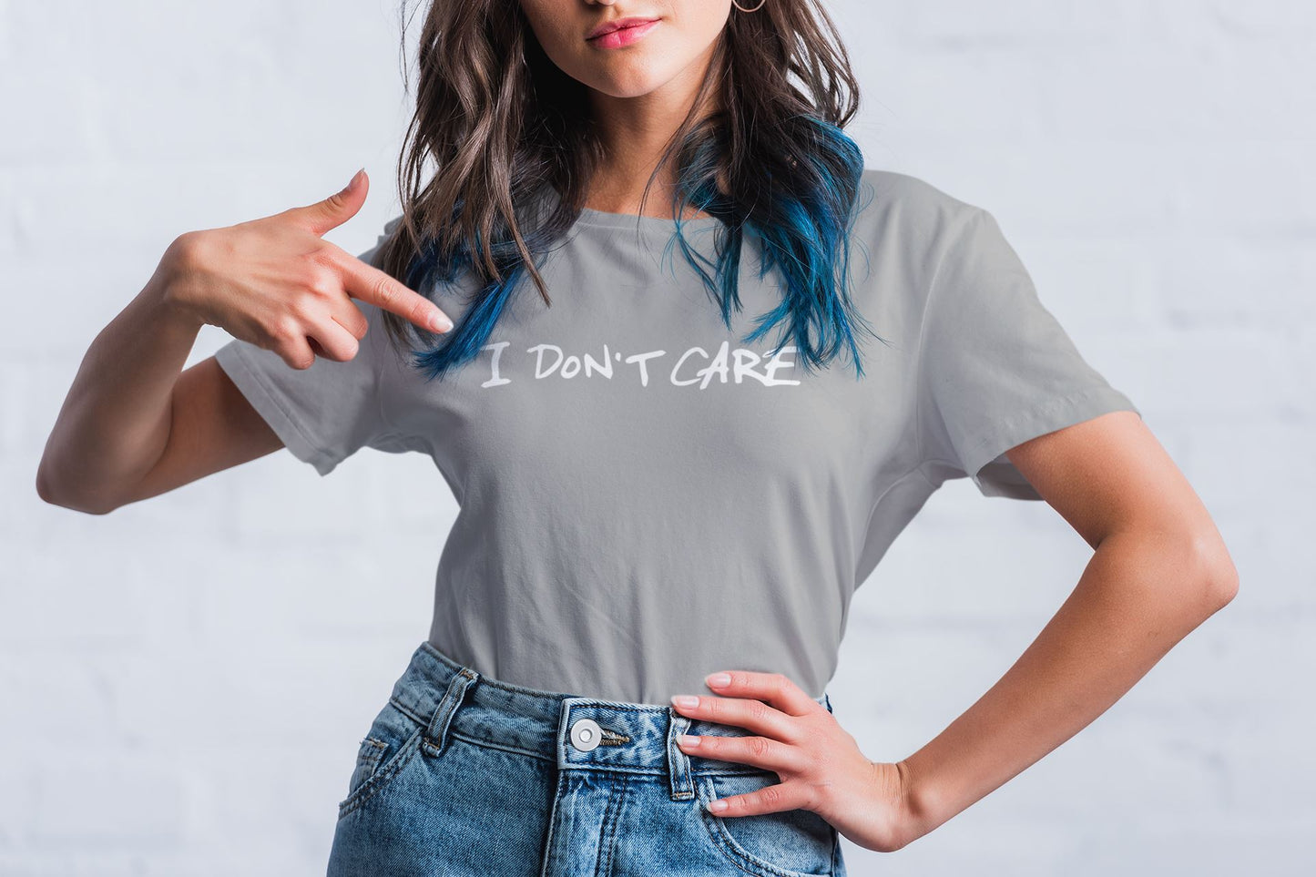 I don't care Slogan T-shirt