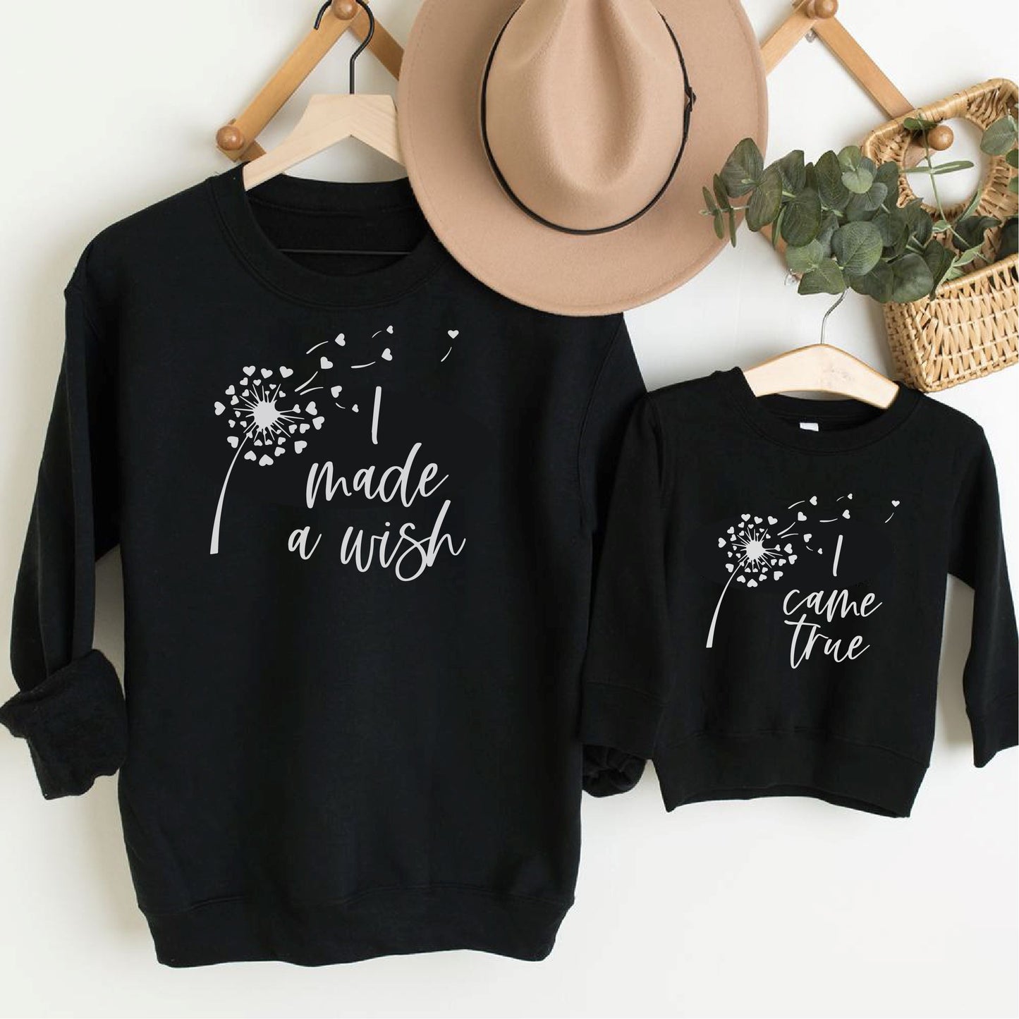 I Made a Wish Matching Black Sweatshirts
