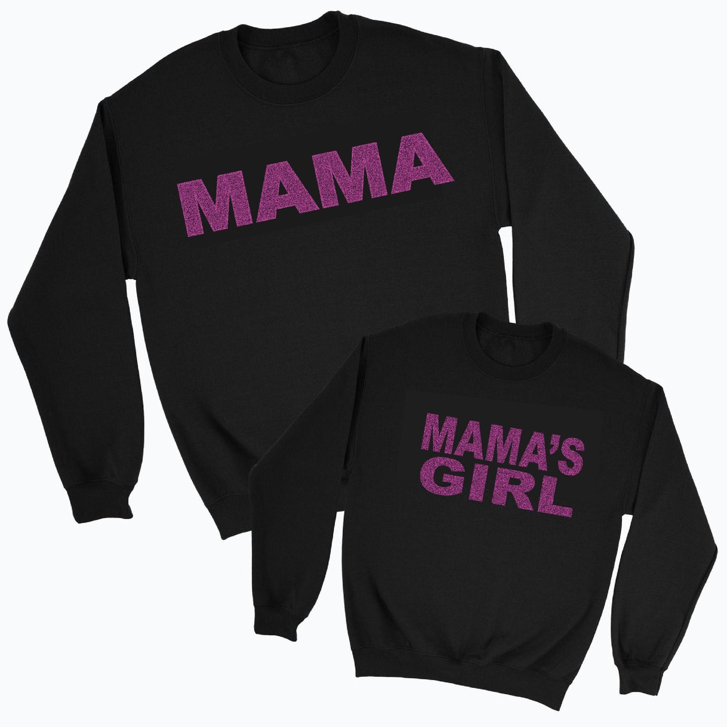 Mama & Mama's Girl Glitter Sweatshirts Black