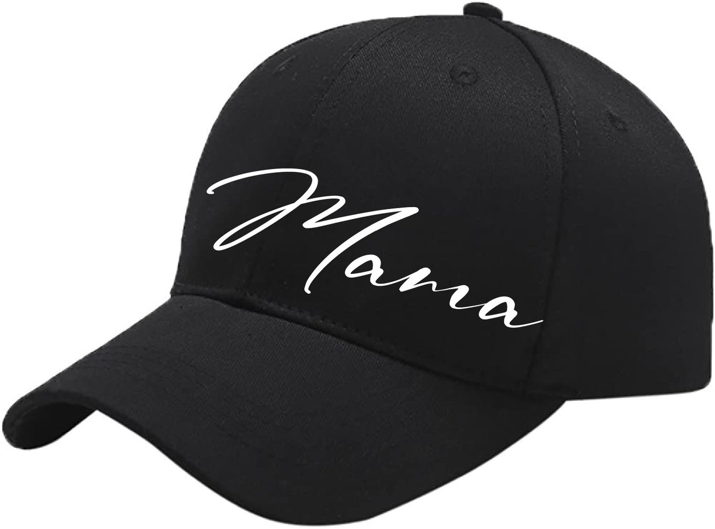 Mama Script Black and White Cap