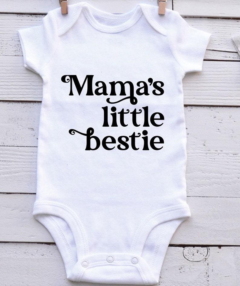 Mama's Little Bestie Baby White Bodysuit