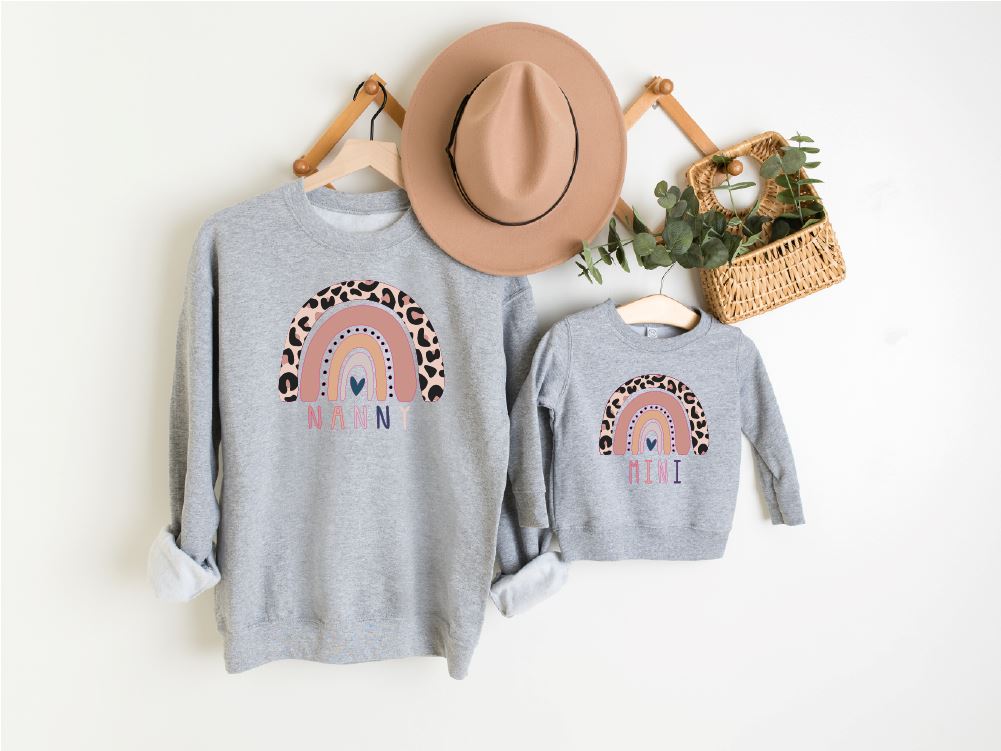 Matching Nanny & Mini Rainbow Grey Sweatshirts
