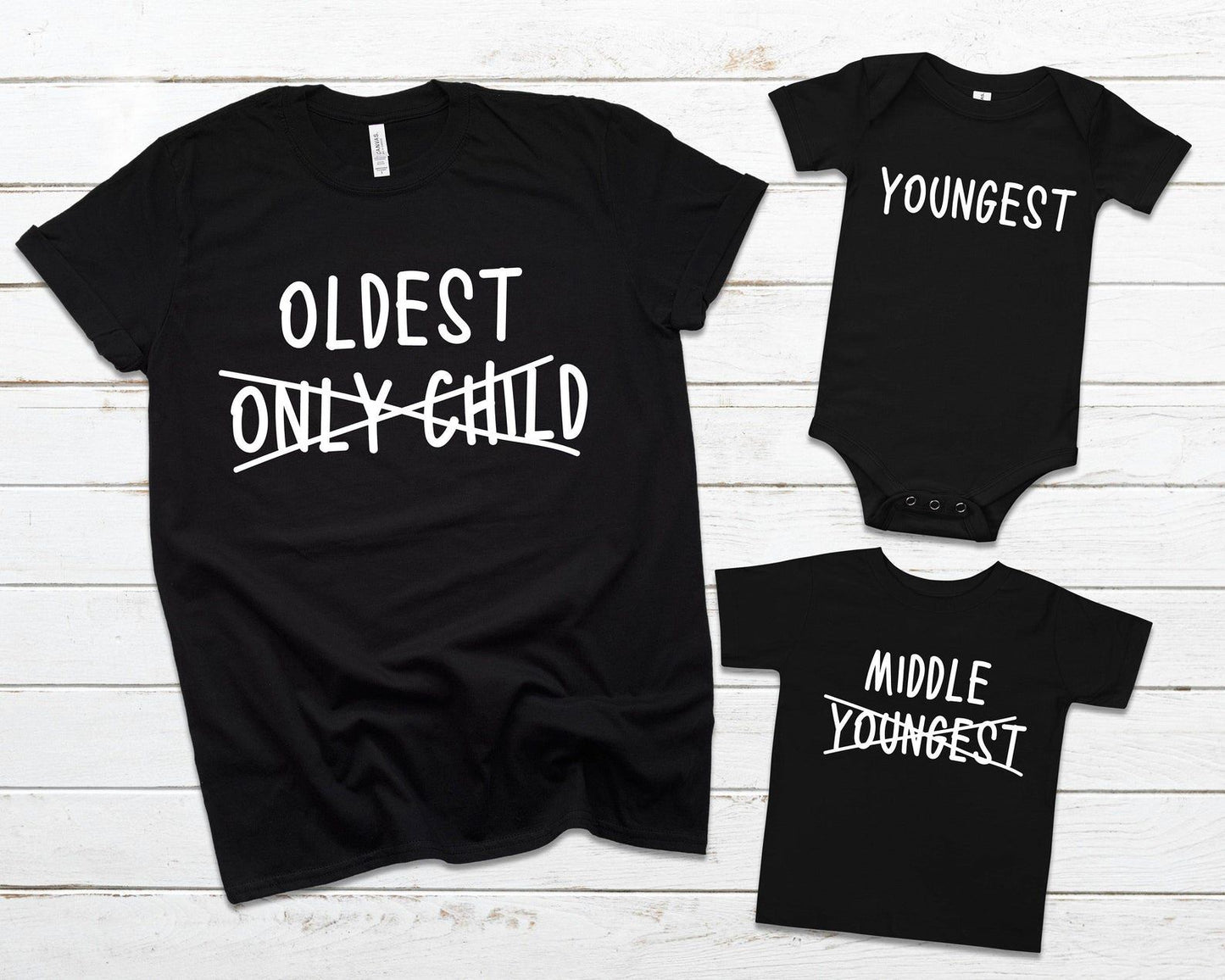Matching Sibling Tops Youngest, Middle and Oldest Child