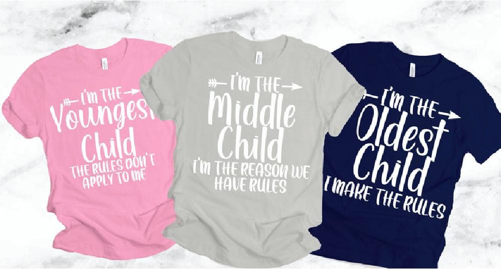 Matching Sibling Tops Youngest, Middle & Oldest Child