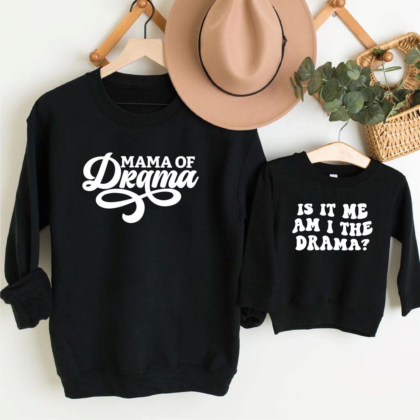 Mum and Me Drama Black Slogan Sweatshirts