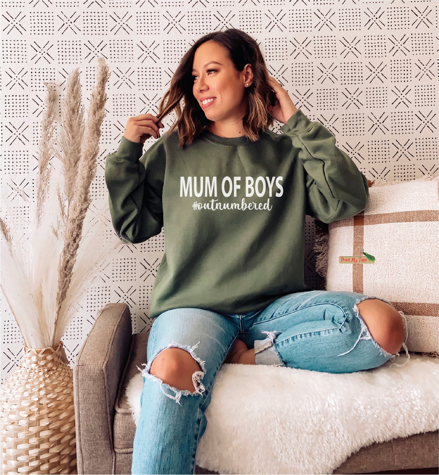 Mum Of Boys #Outnumbered Sweatshirt