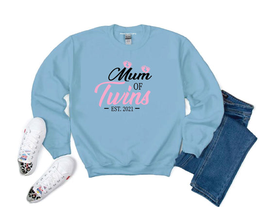 Mum of Twins Pink Footprint Sweatshirt