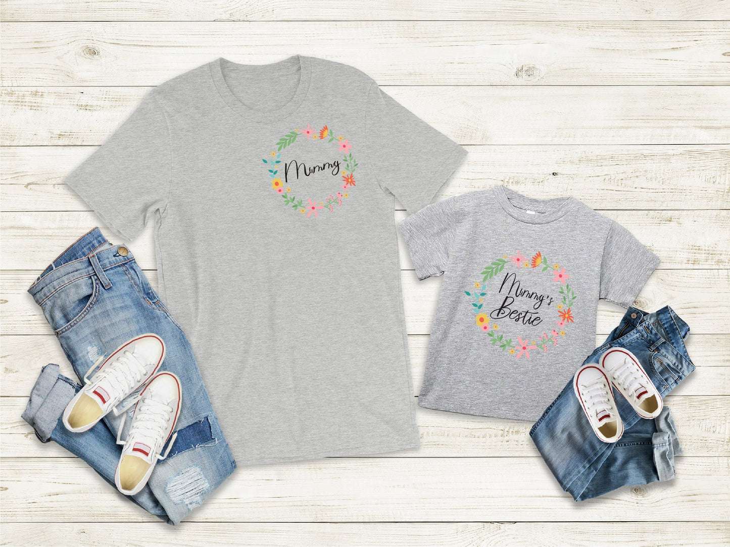 Mummy & Mummy's Bestie Floral Wreath T-Shirts