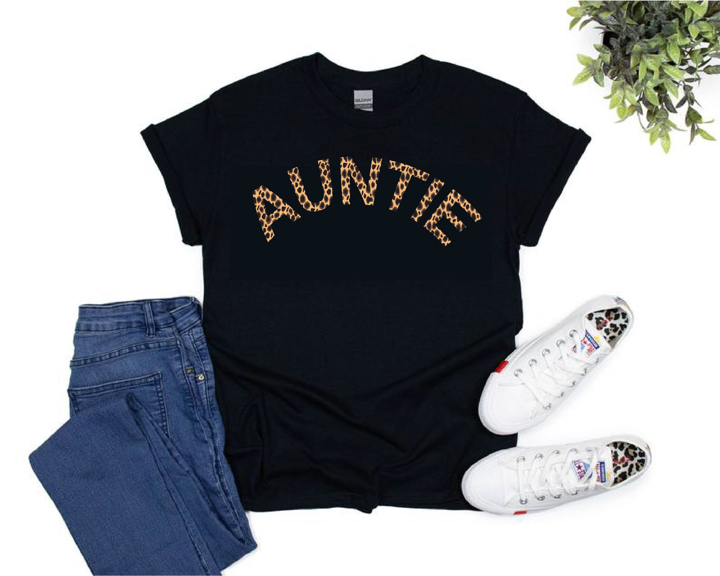 Personalised Animal Print Auntie T-shirt