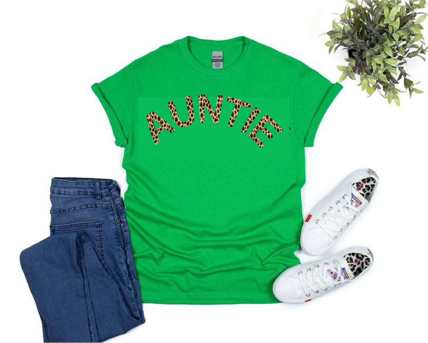 Personalised Animal Print Auntie T-shirt
