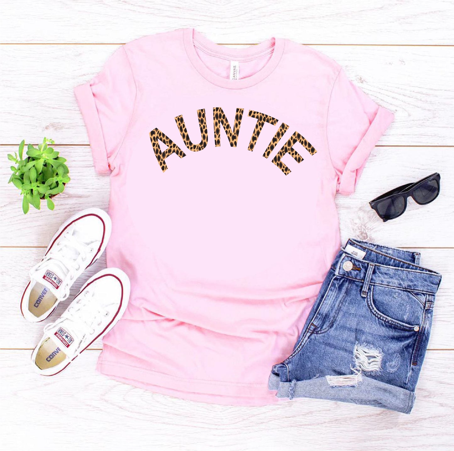 Personalised Animal Print Auntie T-shirt