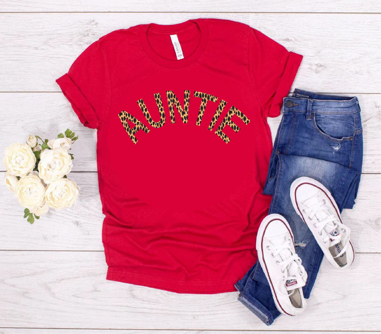 Personalised Animal Print Auntie T-shirt