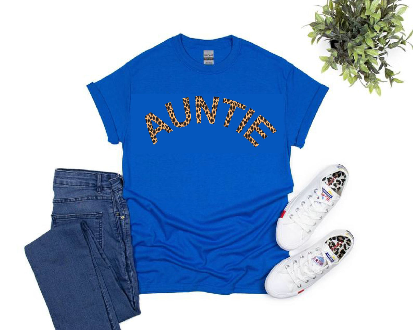 Personalised Animal Print Auntie T-shirt