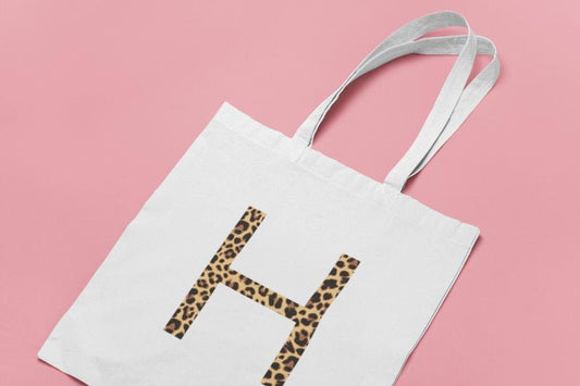 Personalised Animal Print Initial Tote Bag