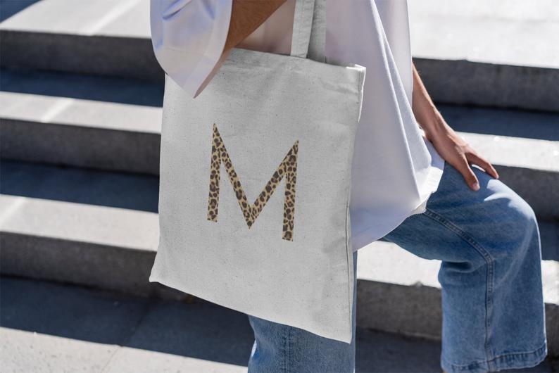 Personalised Animal Print Initial Tote Bag