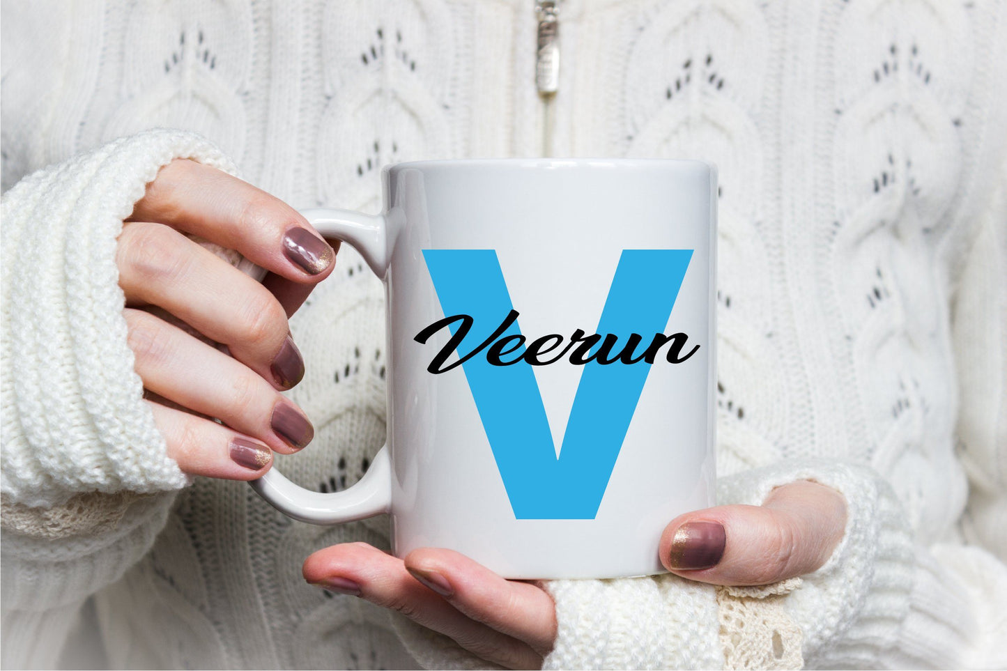 Personalised Blue Initial and Name Mug