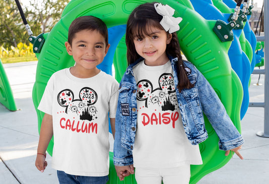 Personalised Family Matching Holiday Mouse T-shirts