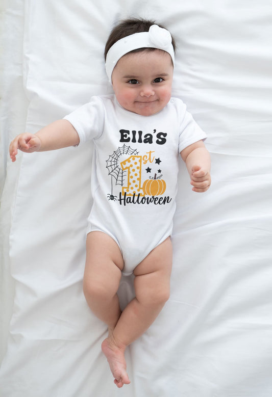Personalised First Halloween Baby White Bodysuit