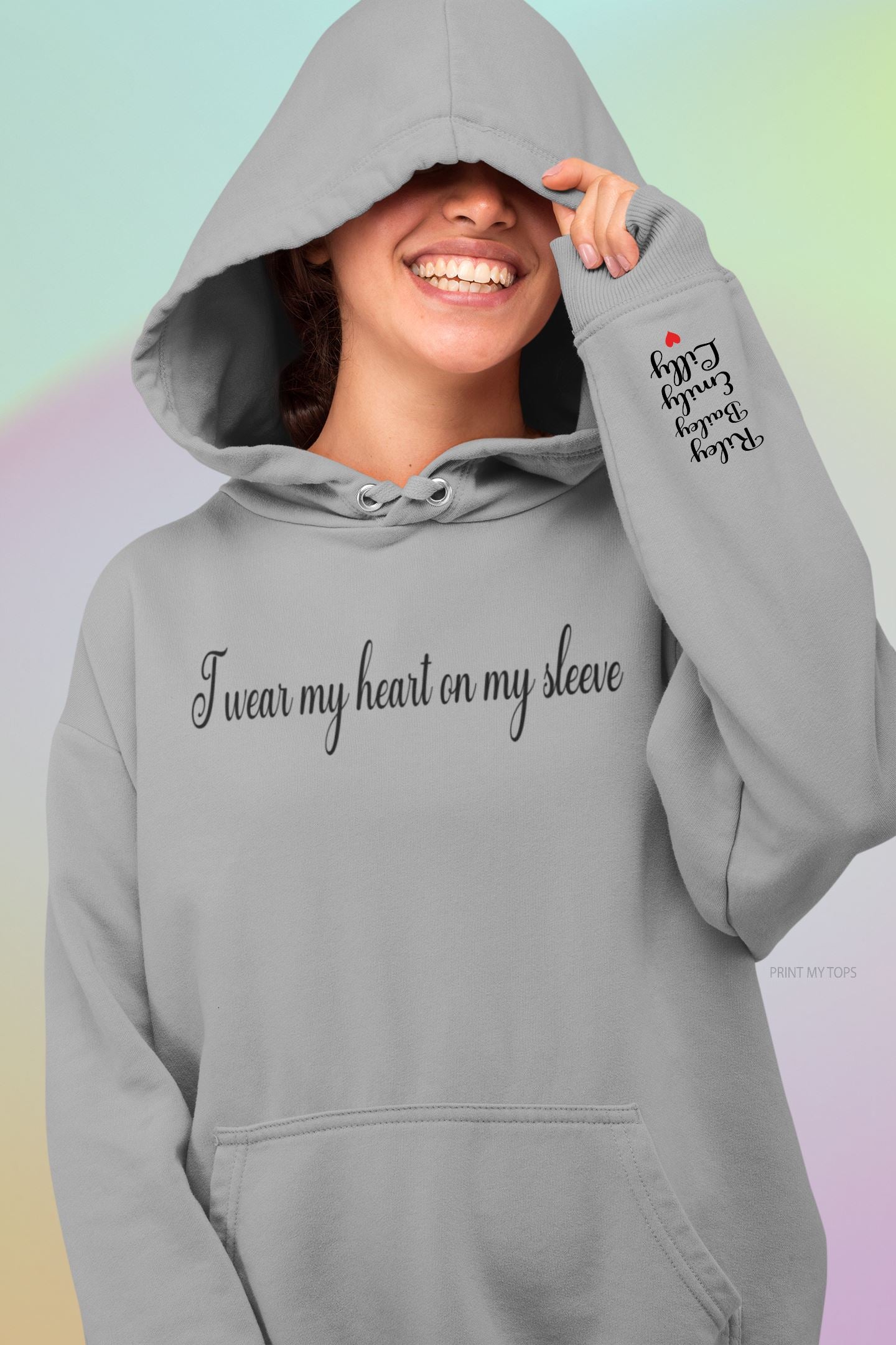 Personalised Heart on my sleeve Hoodie