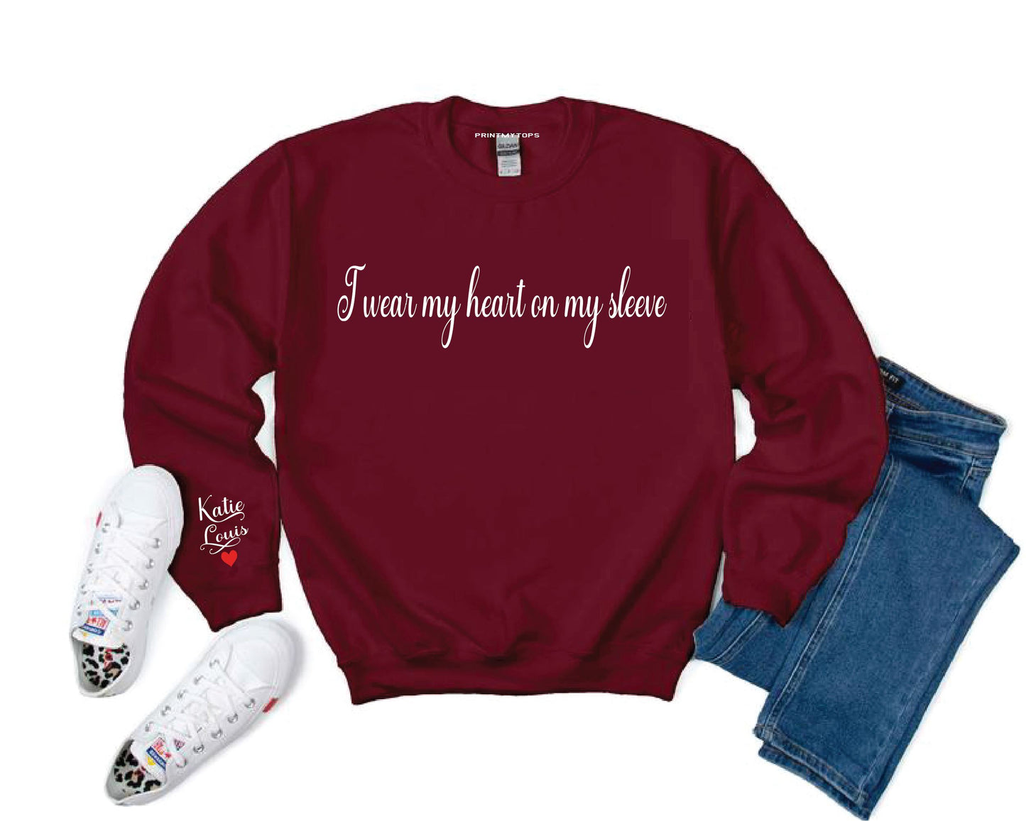 Personalised Heart on my sleeve sweatshirt