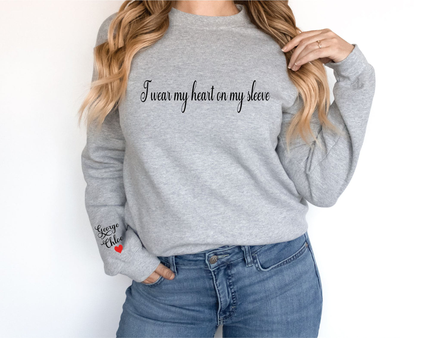 Personalised Heart on my sleeve sweatshirt