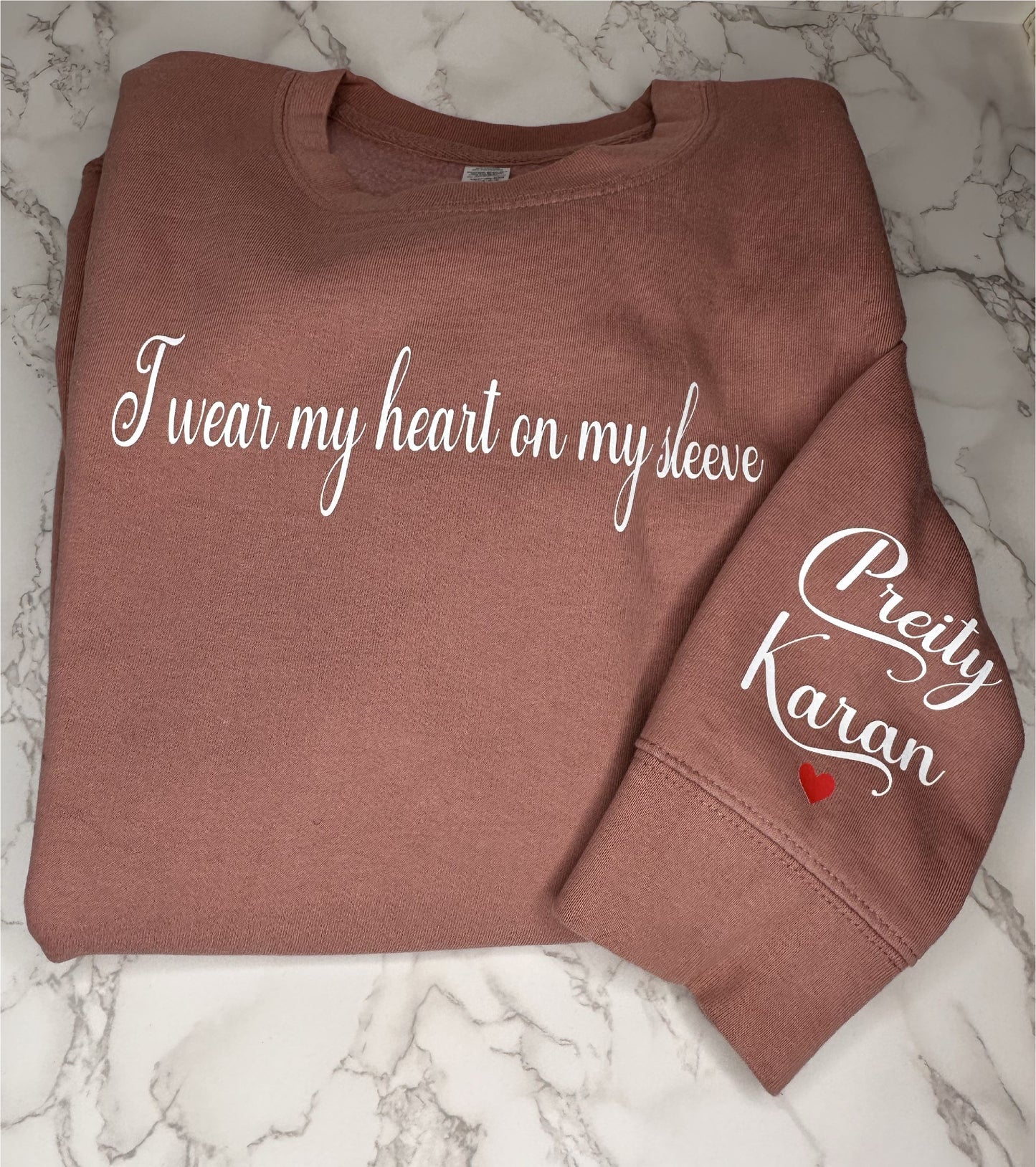 Personalised Heart on my sleeve sweatshirt