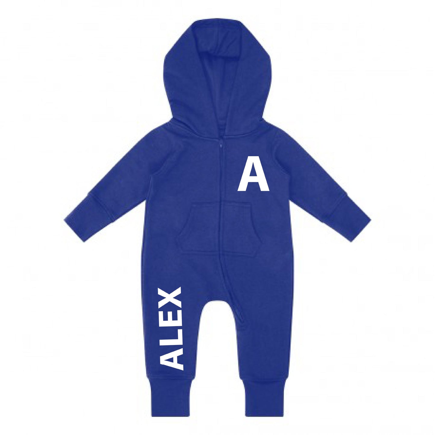 Personalised Kids Loungewear Onesie With Initial and Name on Front