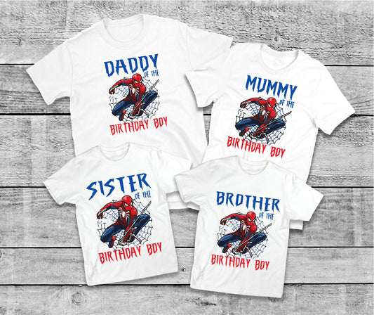 Personalised Matching Family Birthday Boy Spiderman T-Shirts
