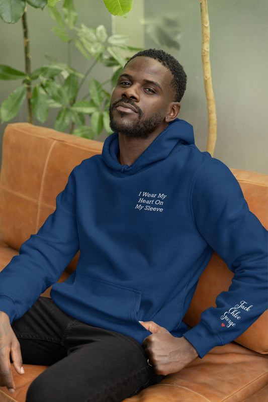 Personalised Mens Heart on my sleeve Hoodie