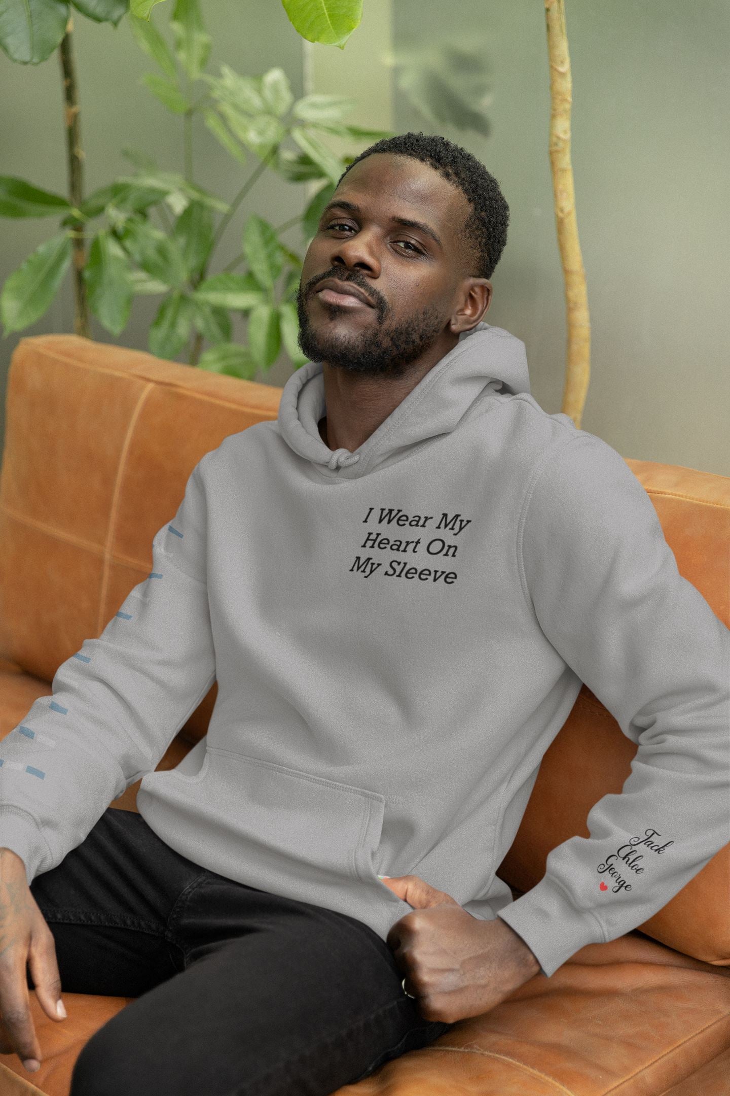 Personalised Mens Heart on my sleeve Hoodie
