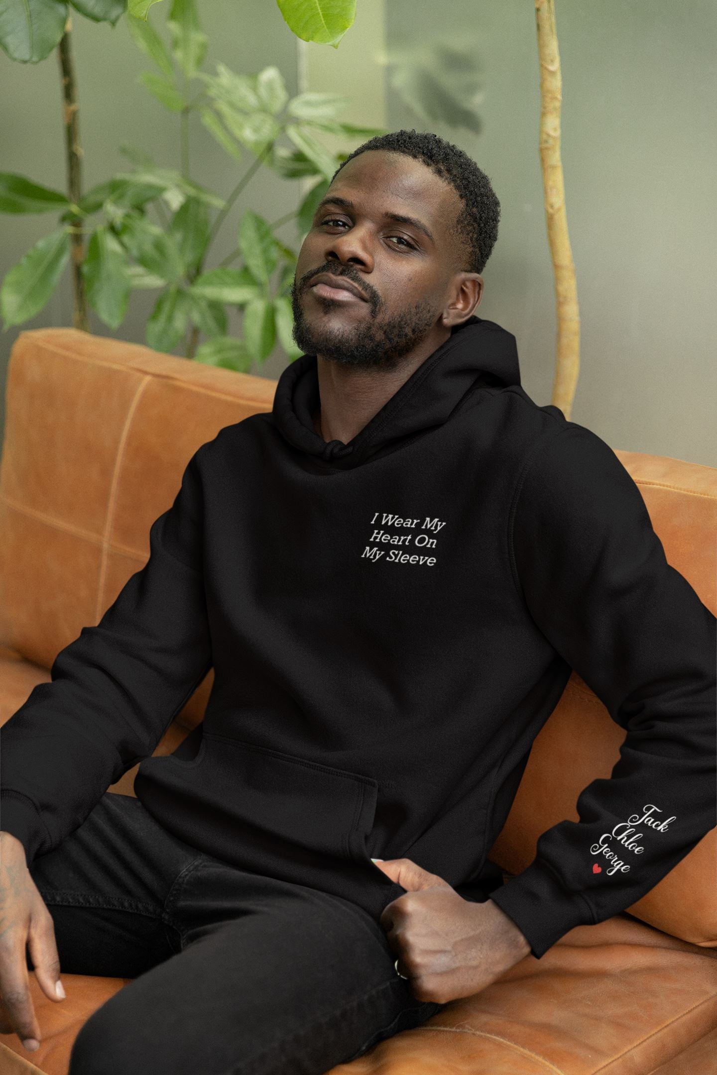 Personalised Mens Heart on my sleeve Hoodie