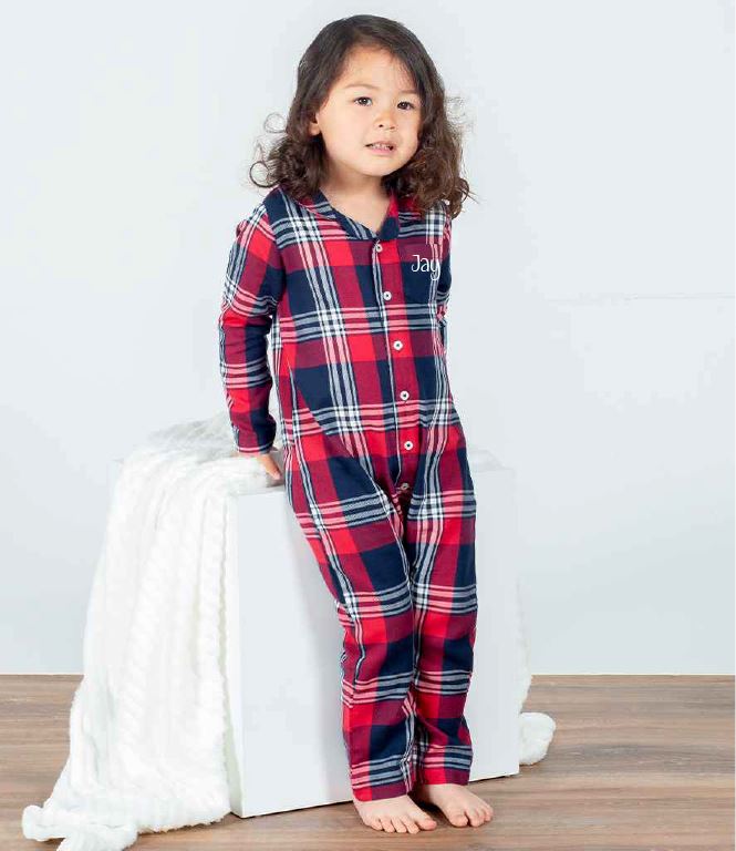 Personalised Red Tartan Family Matching Pyjama Set