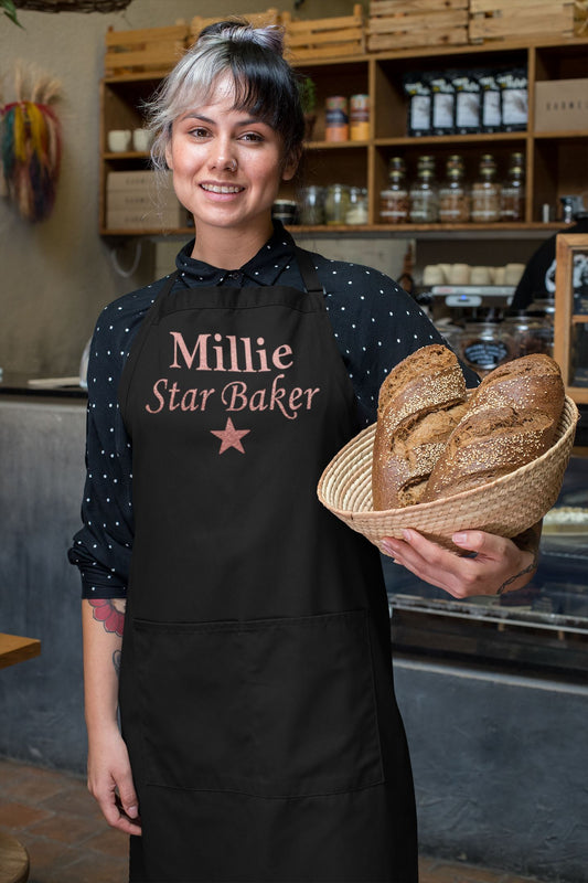 Personalised Rose Gold Star Baker Apron