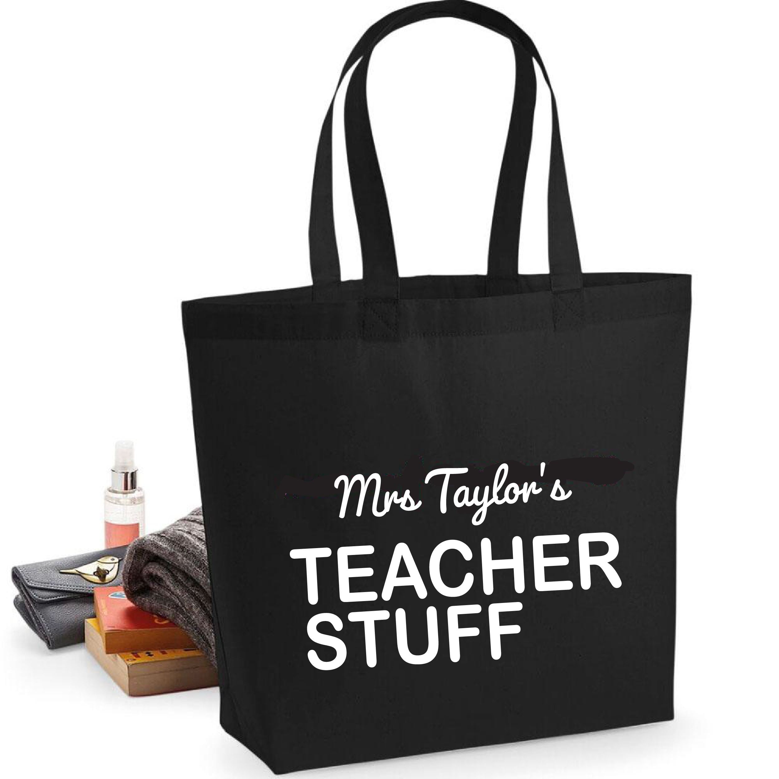 TEACHER GIFTS Personalised Teacher Stuff Tote Bag Print My Tops