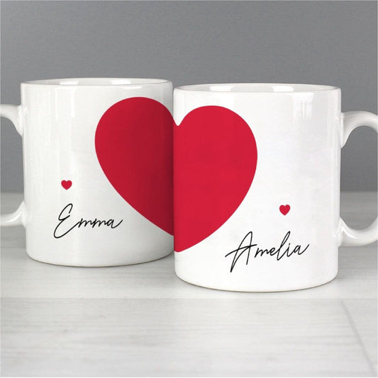 Personalised Two Hearts Mug Set
