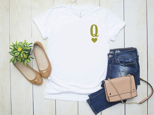 Q Letter Queen Heart T-shirt