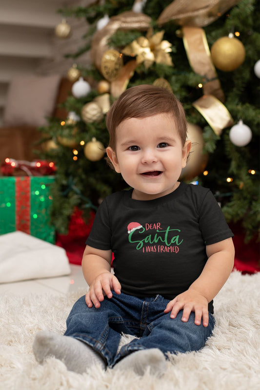 Santa I was Framed Family Black T-shirts