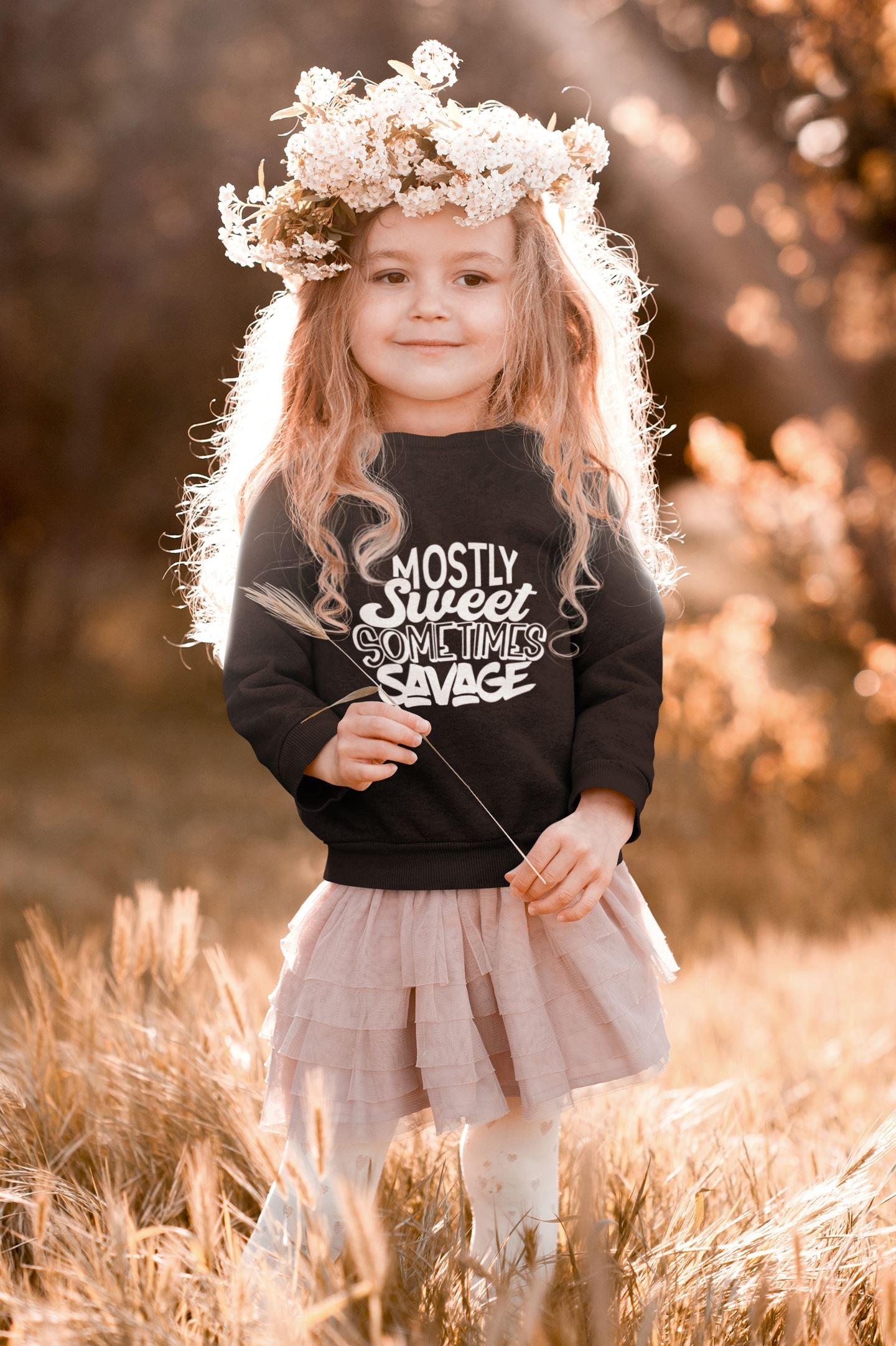 Sweet But Savage Kids Slogan Sweatshirt