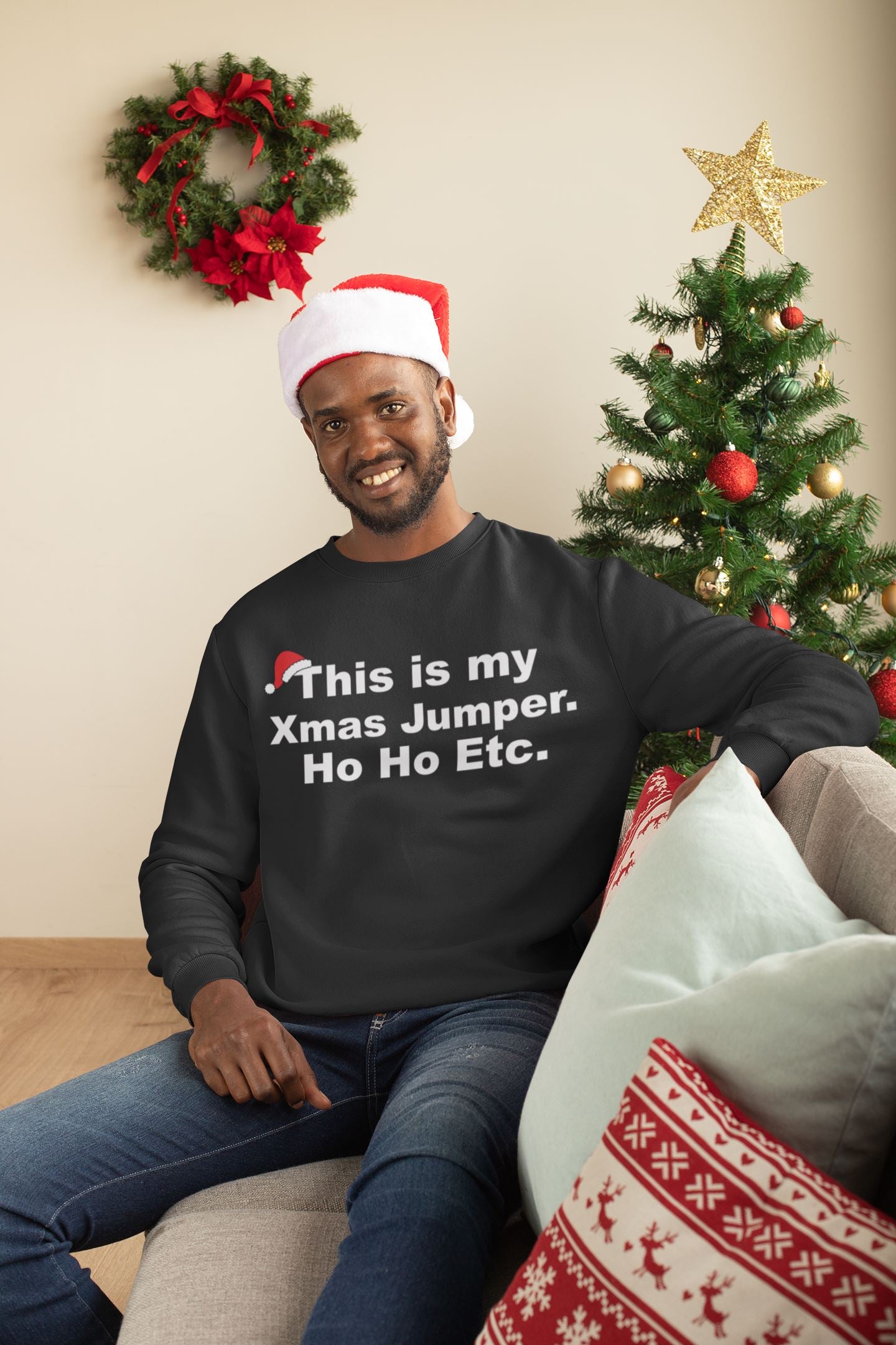 Buy Black Anti Xmas Bah humbug Christmas Mens hoodie Jumper