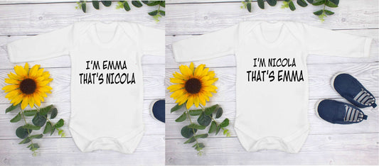 Twin Introduction Baby Long Sleeve Bodysuits