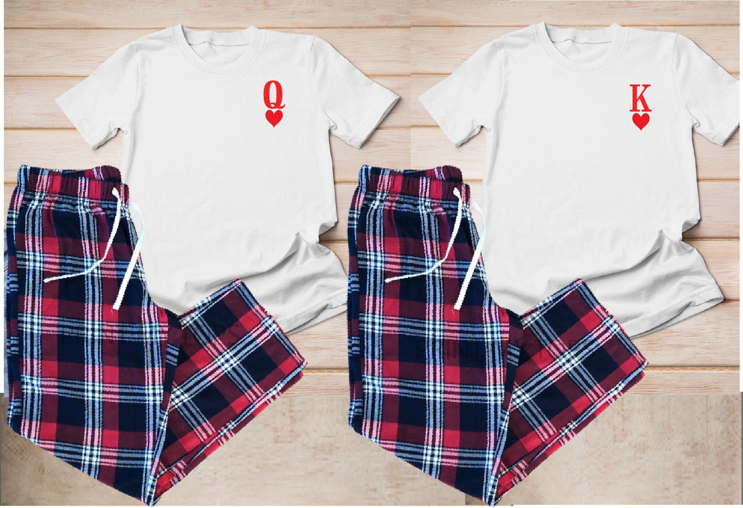 White Matching His & Hers Queen King Tartan Pyjamas