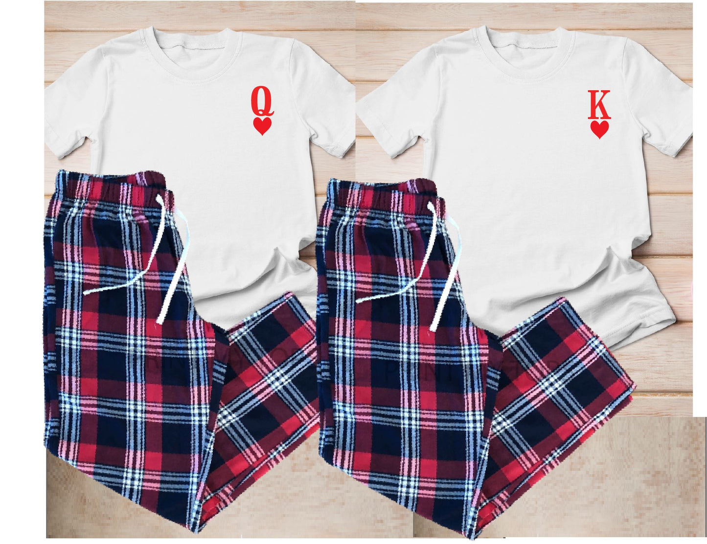 White Matching His & Hers Queen King Tartan Pyjamas